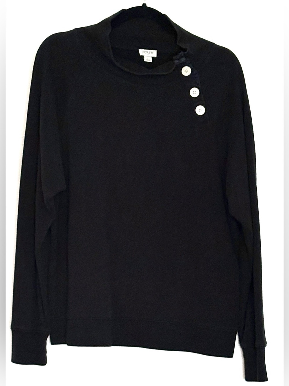 J.Crew Factory Tartan Wide Button-Collar Pullover Sweatshirt Black Size L